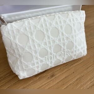 Dior white Textured cosmetic bag